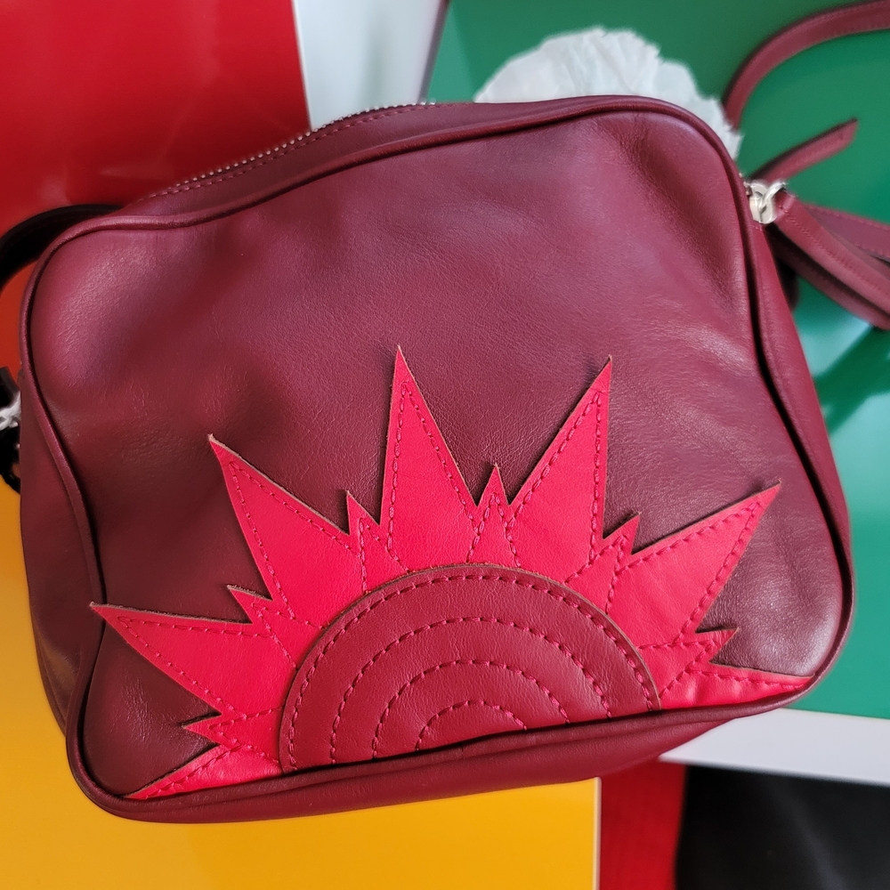 ❗️ JUST CAVALLI BURGUNDY  Leather Bag  ❗️ - Picture 5 of 12